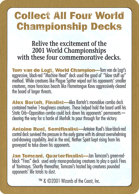 World Championship Decks 2001 - MTG Collection Builder World Championship Decks 2001 - MTG Collection Builder