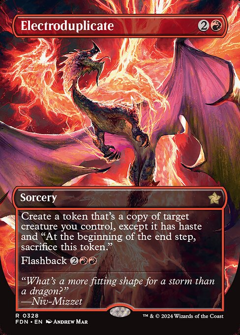 mtg foundations borderless cards Magic The Gathering - Flying Whenever this creature attacks Electroduplicate Borderless - MTG Collection